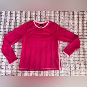 Nike Ladies Dri Fit Raspberry Pink Long Sleeve Shirt Vintage Medium